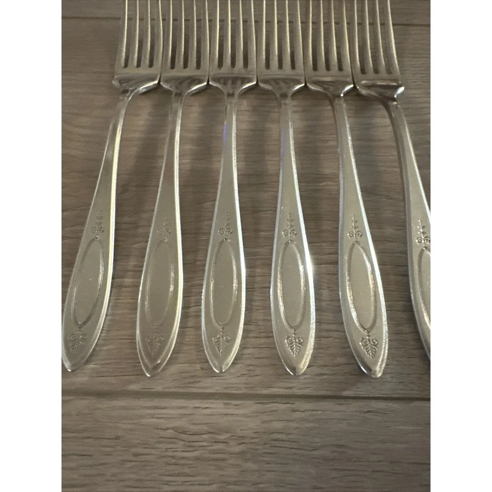Oneida Community Silverplate 1917 Adam 6 Dinner Forks Flat Handle 7‎ 3/4